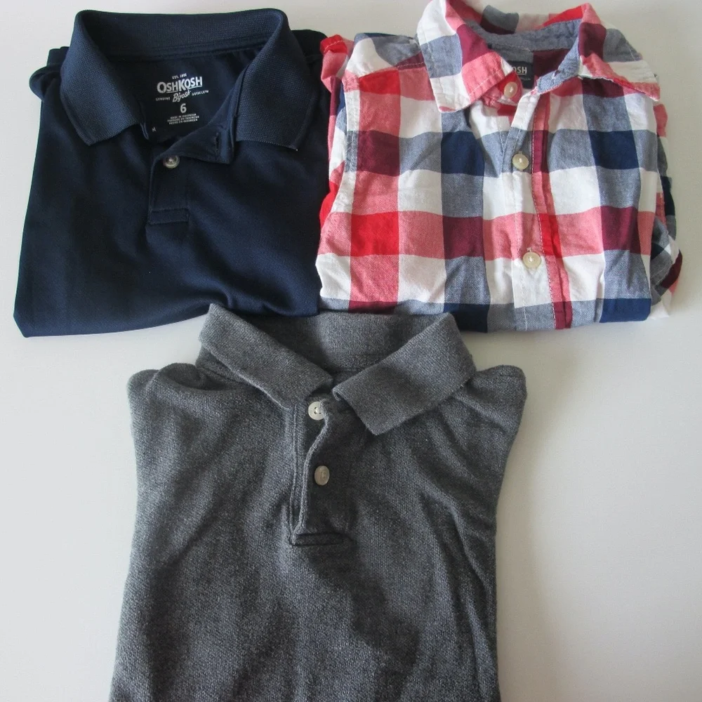 Bundle of 3 OshKosh B'Gosh & Old Navy Boy's Collared Shirts Size 6 & Small GUC